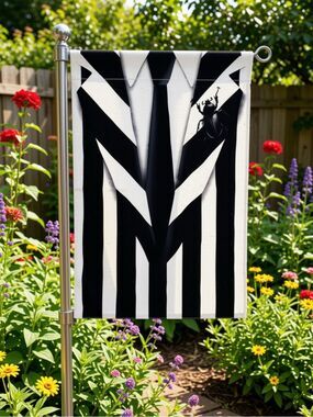 Monochrome Black & White Stripe Decorative Garden Flag